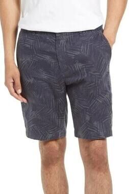Vince Palm Print Hemp Short Men's 31 Blue Palm Print  B61